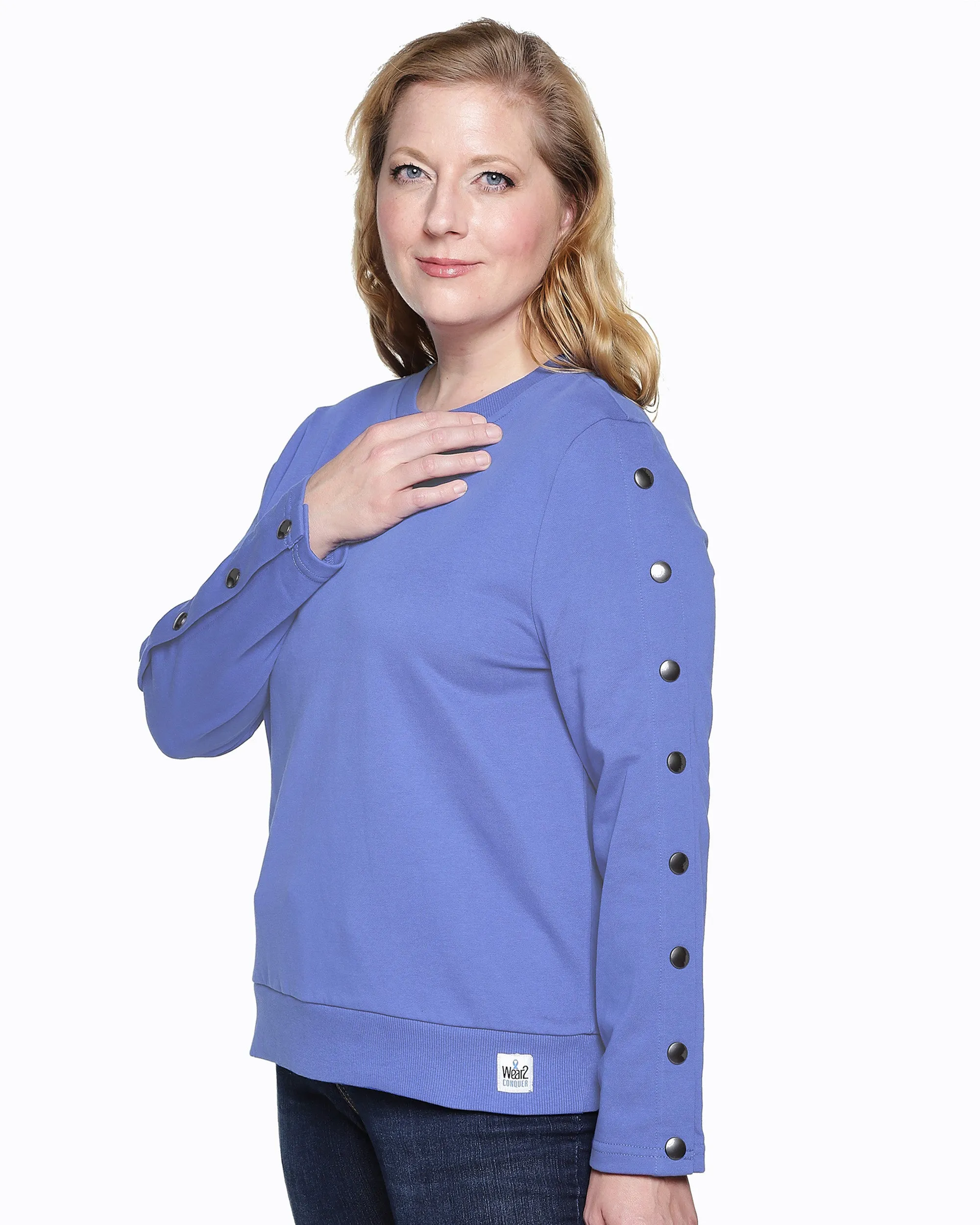 Arm Port Access Dialysis Shirt,PICC Line Access, Best Gift for Dialysis Patients Blue Bell