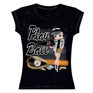Betty Boop Play Ball I Love New York Baby Doll T-shirt
