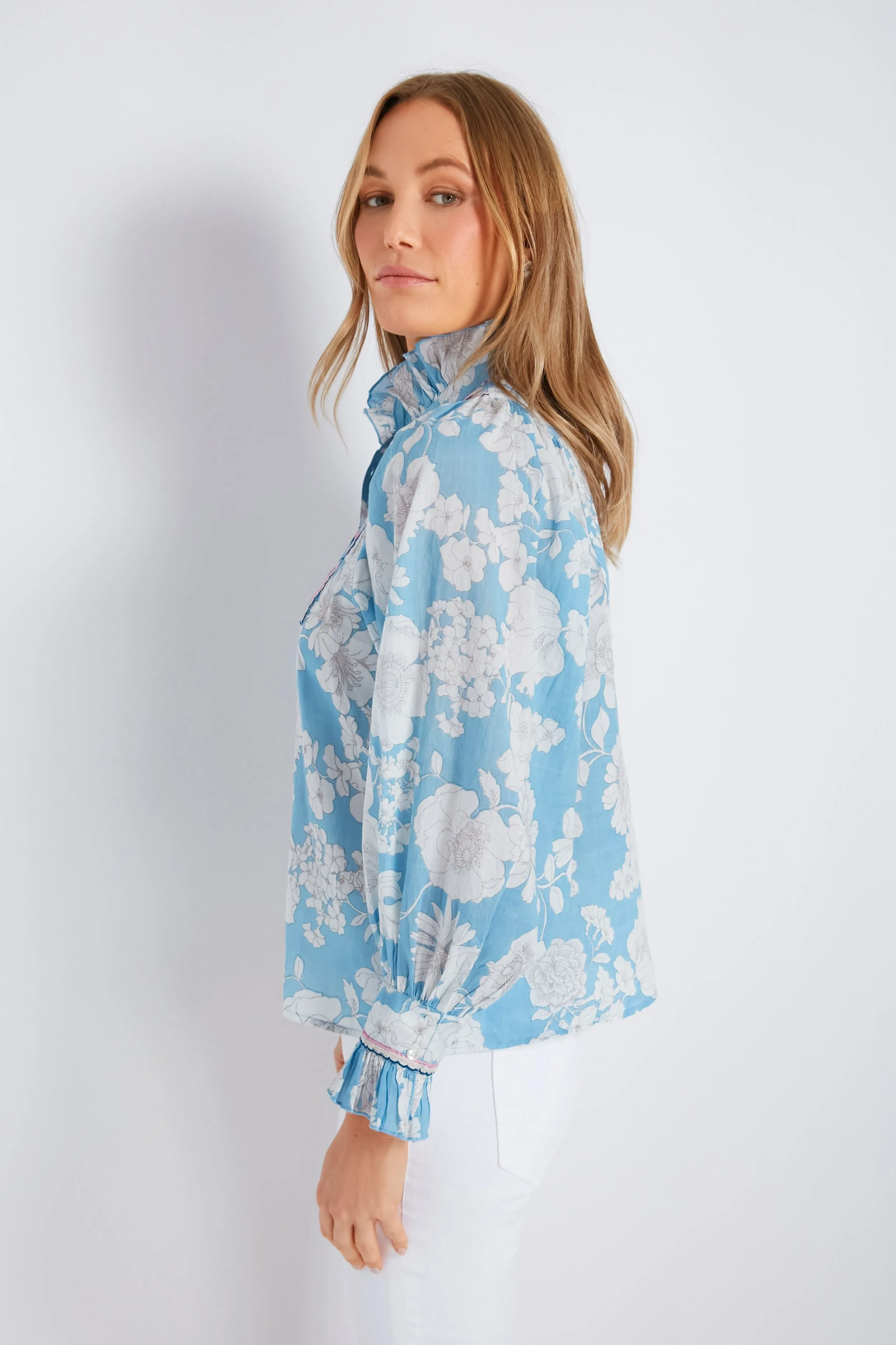 Blue Peony Blouse