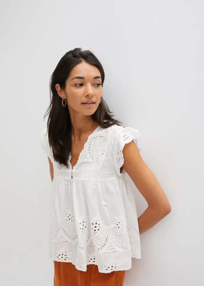 Bodyflirt slip-on blouse, white