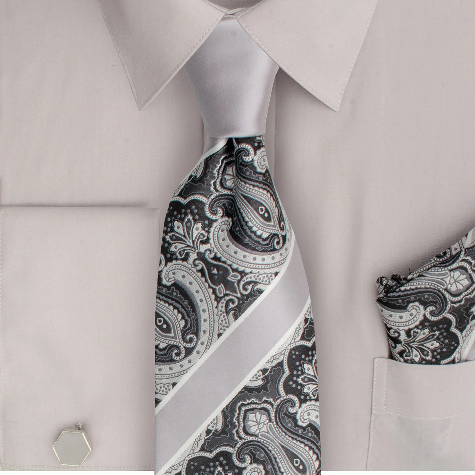 Bruno Conte 1091 Silver Regular Fit Dress Shirt Combo