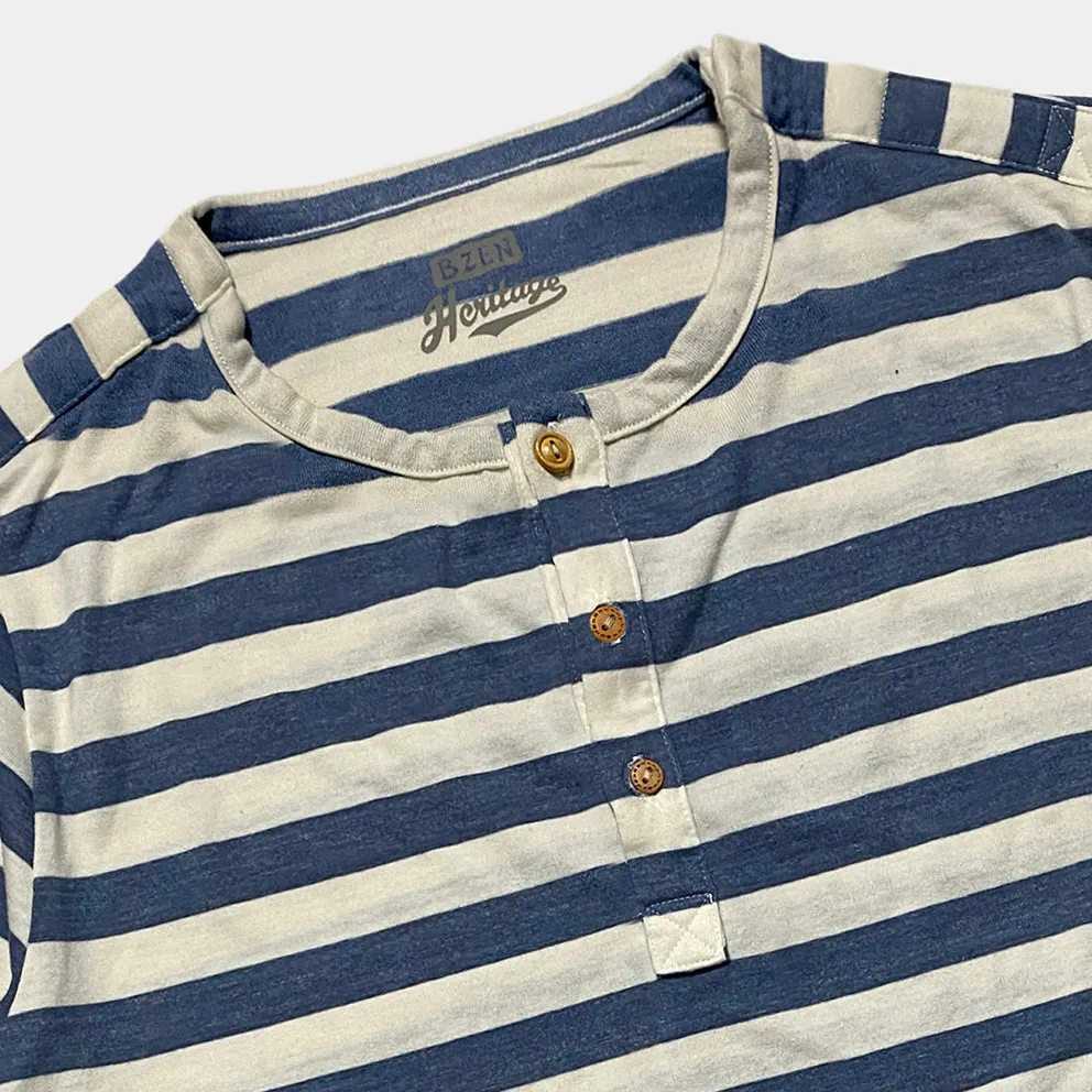 BZEN M.3231 CLARK REGULAR FIT 3 BUTTON STRIPE JERSEY-160GSM-E0 LIGHT BLUE STRIPE
