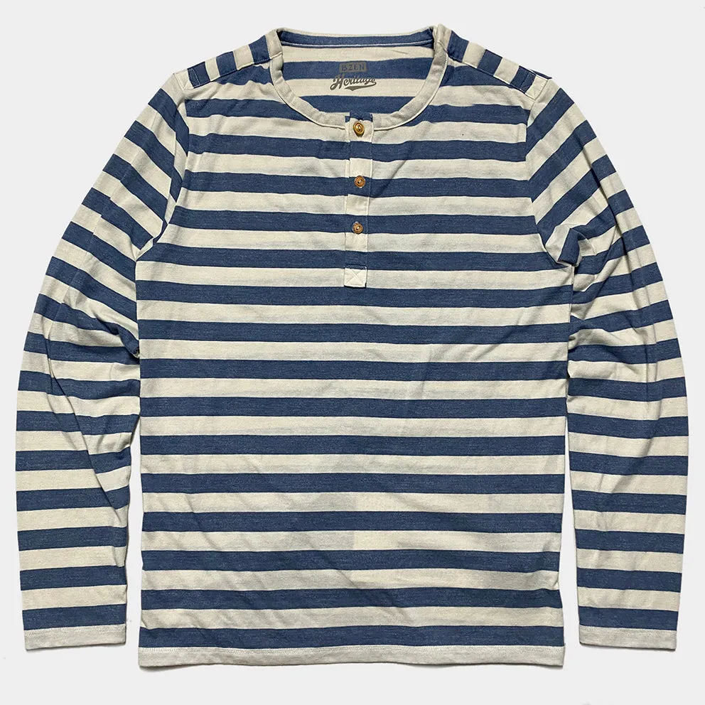 BZEN M.3231 CLARK REGULAR FIT 3 BUTTON STRIPE JERSEY-160GSM-E0 LIGHT BLUE STRIPE