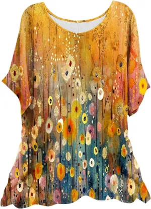 Cotton Linen Tops for Womens Loose Fit Casual Short Sleeve T-Shirt Retro Floral Print Blouse 2025 Summer Beach Clothes