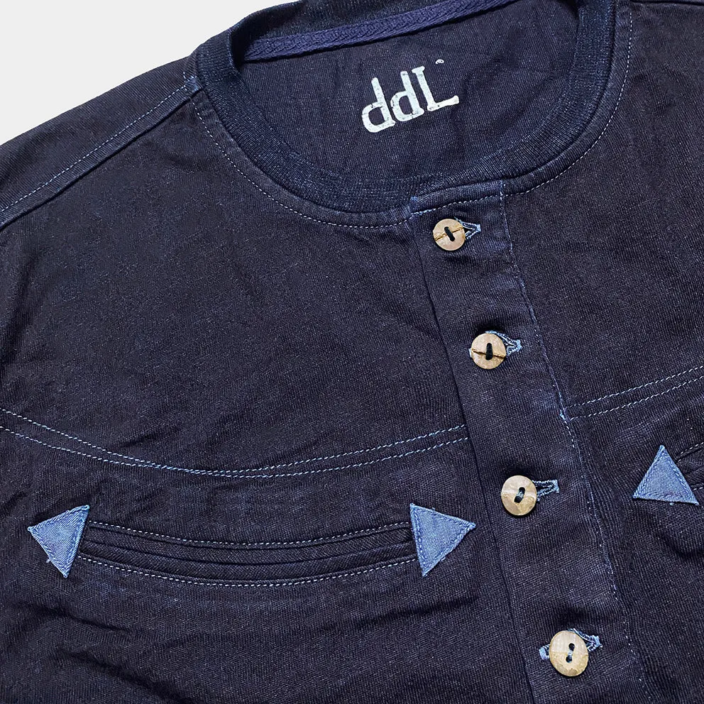 DDL 302A DIEGO-HAPPY REGULAR FIT WESTERN INSPIRED INDIGO JERSEY POCKET TEE-180GSM-E1 INDIGO