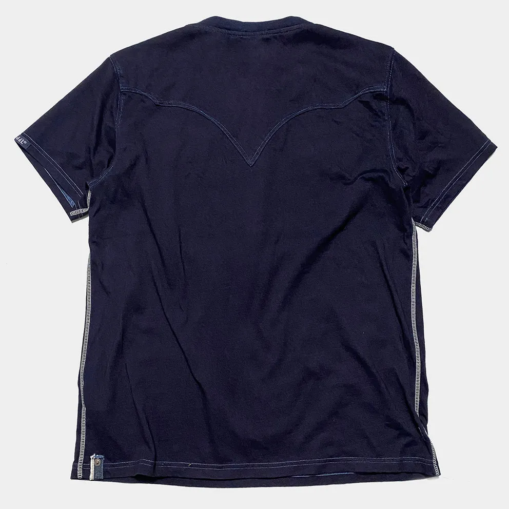 DDL 302A DIEGO-HAPPY REGULAR FIT WESTERN INSPIRED INDIGO JERSEY POCKET TEE-180GSM-E1 INDIGO
