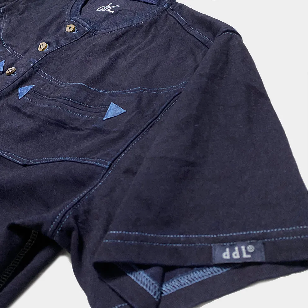 DDL 302A DIEGO-HAPPY REGULAR FIT WESTERN INSPIRED INDIGO JERSEY POCKET TEE-180GSM-E1 INDIGO