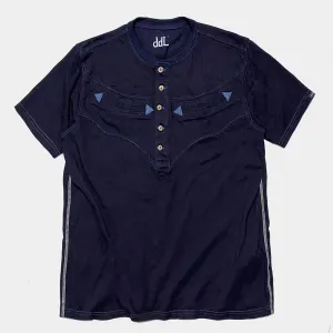 DDL 302A DIEGO-HAPPY REGULAR FIT WESTERN INSPIRED INDIGO JERSEY POCKET TEE-180GSM-E1 INDIGO