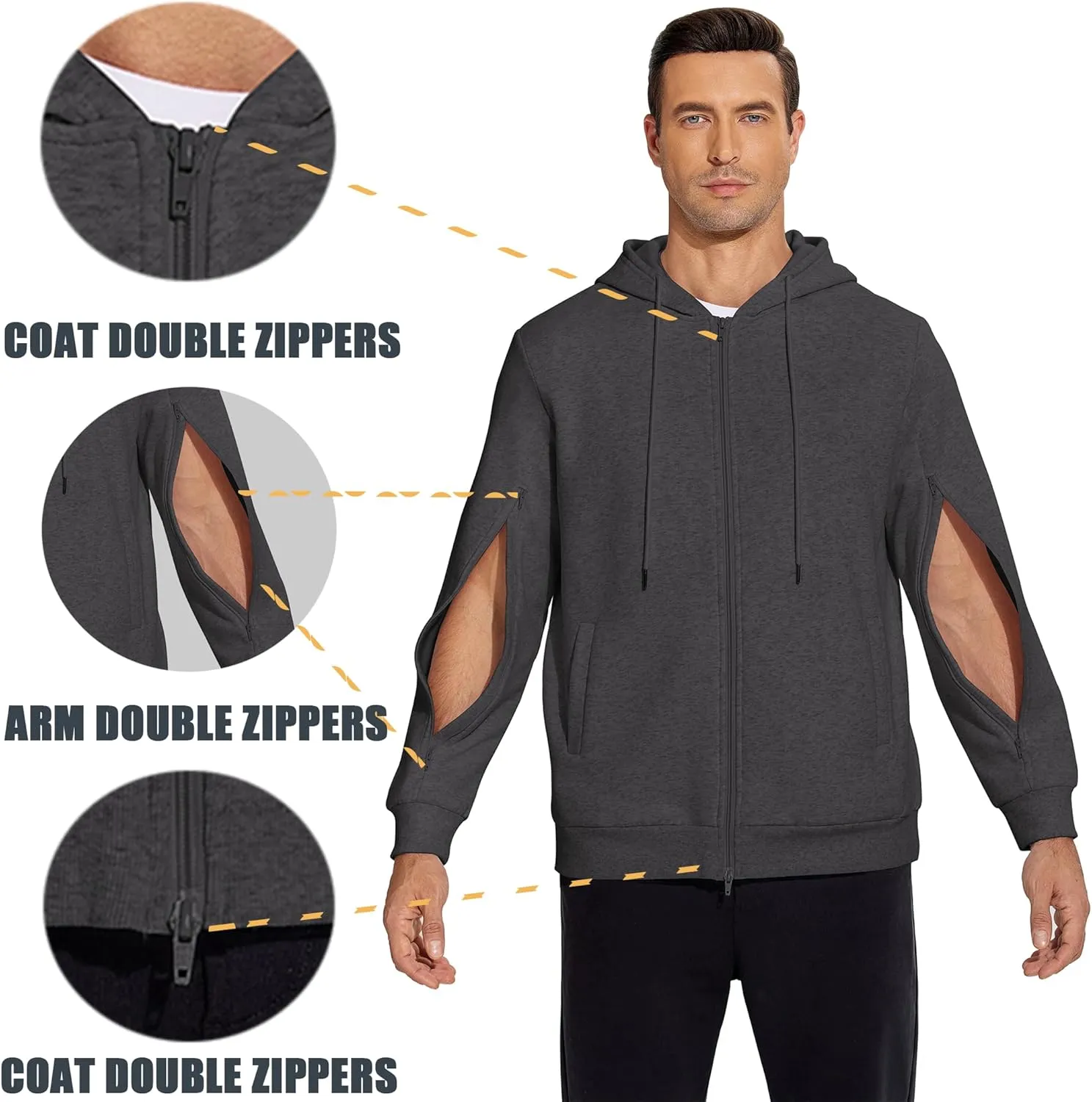 Deyeek Dialysis Sweatshirts with Arm Zipper Jacket Full-Zip Hemodialysis Cotton Warm Heavyweight Sweatshirt