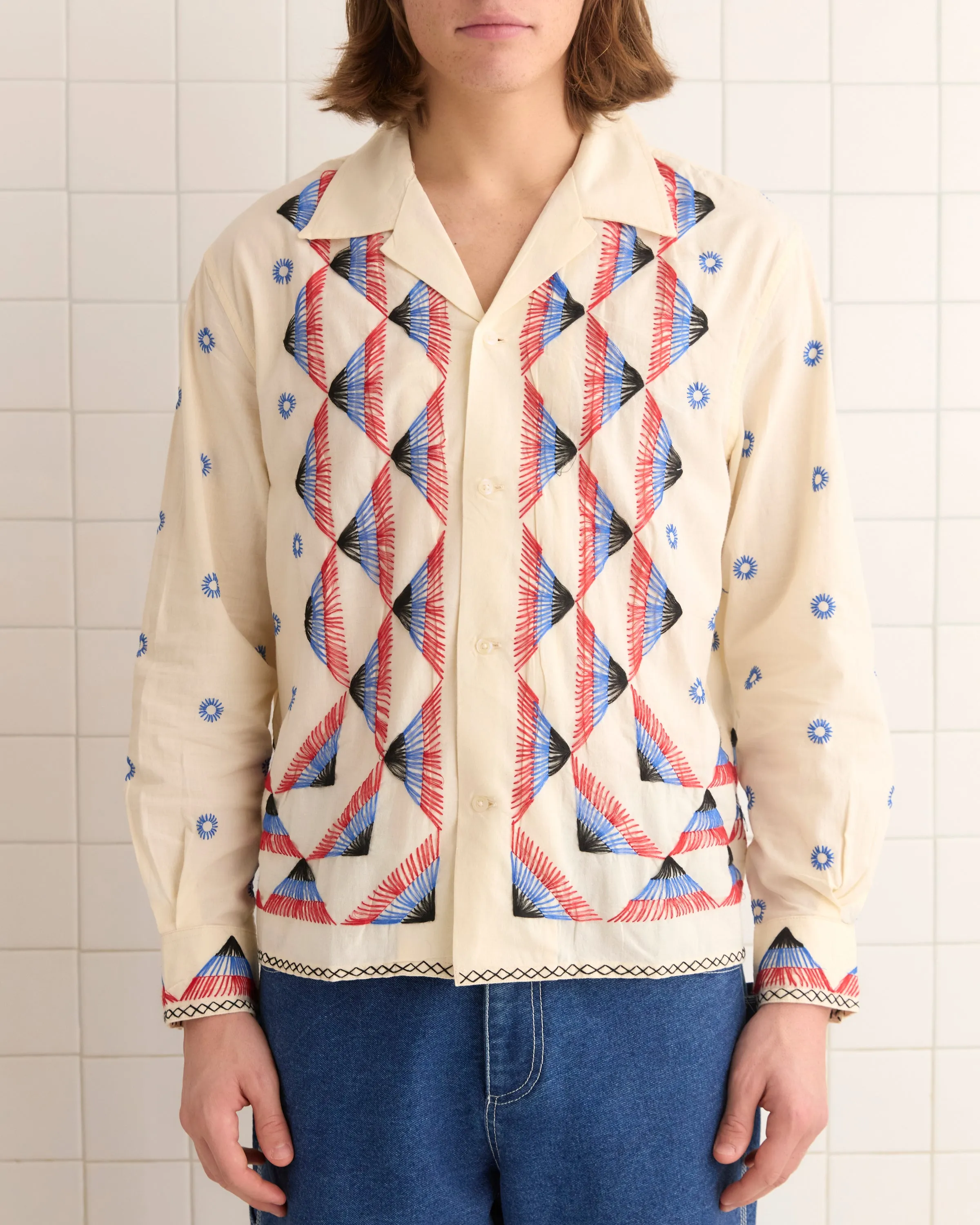 Embroidered Peak Long Sleeve Shirt