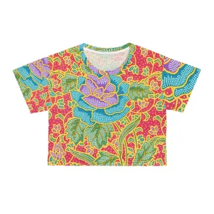 Green and red flowers - Inovax Crop Tee
