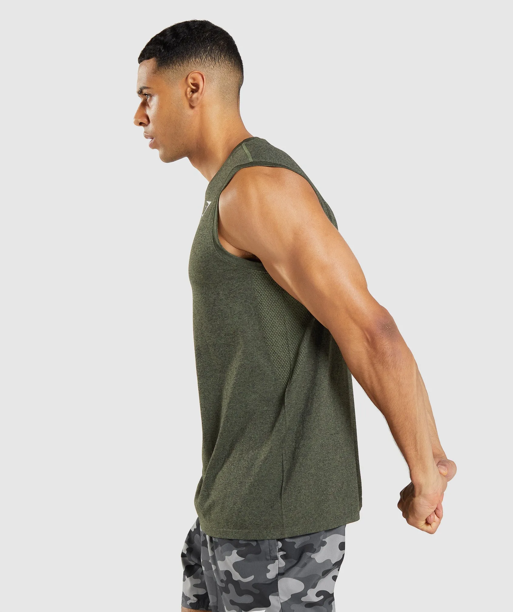 Gymshark Arrival Seamless Tank - Core Olive Marl