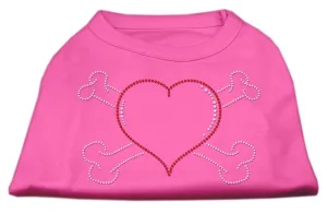 Heart and Crossbones Rhinestone Shirts Bright Pink XL (16)
