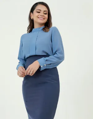 High Neck Blouse with Long Sleeves