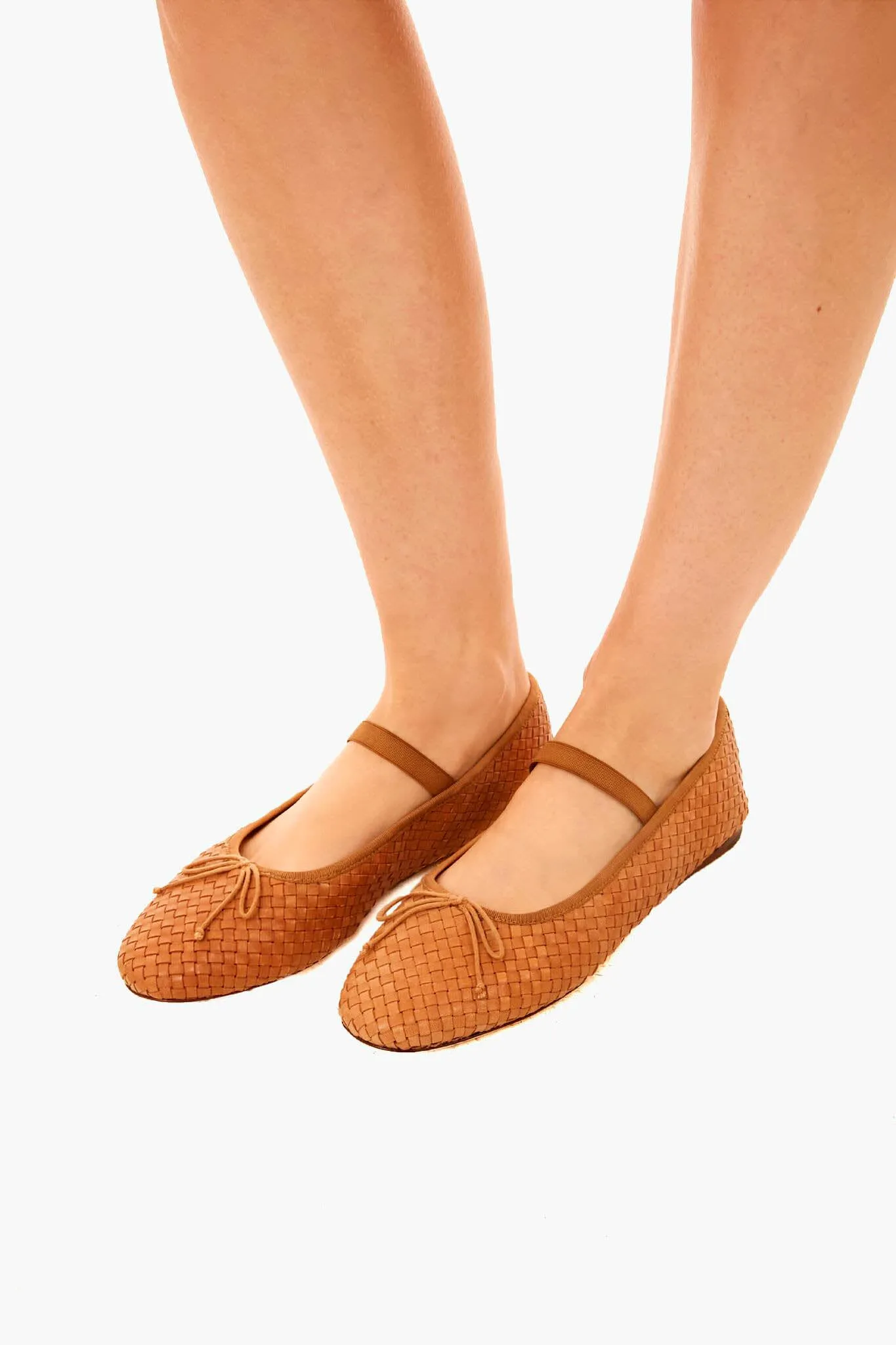 Honey Woven Leather Leonie Ballet Flat