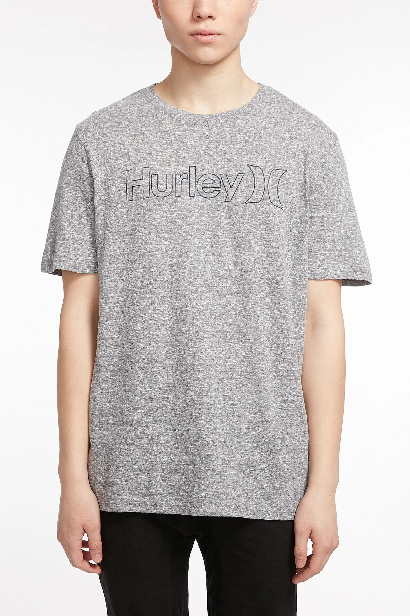 Hurley Guys Heather Grey Outlined Logo Tee