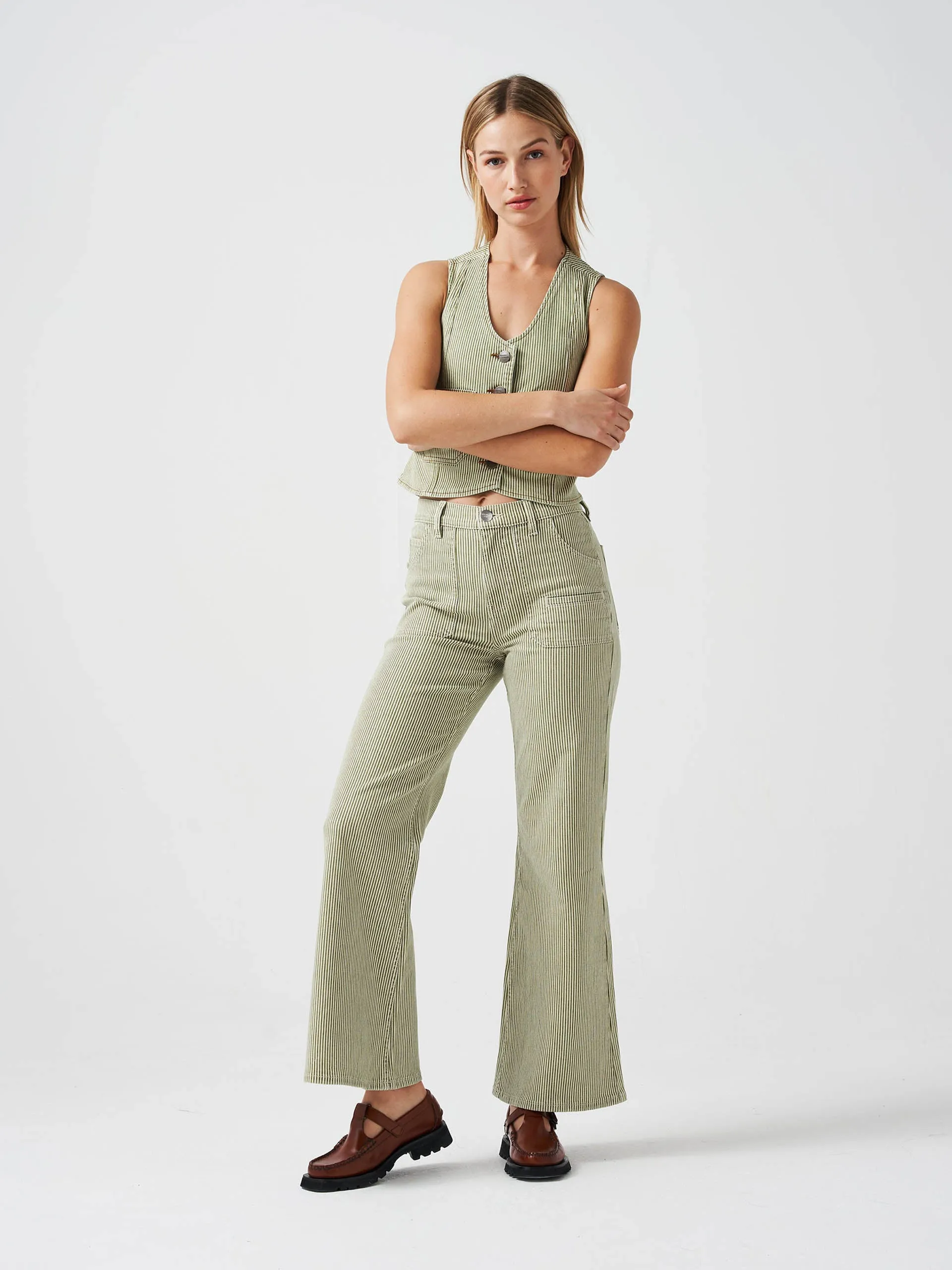 Khaki stripe Bea waistcoat