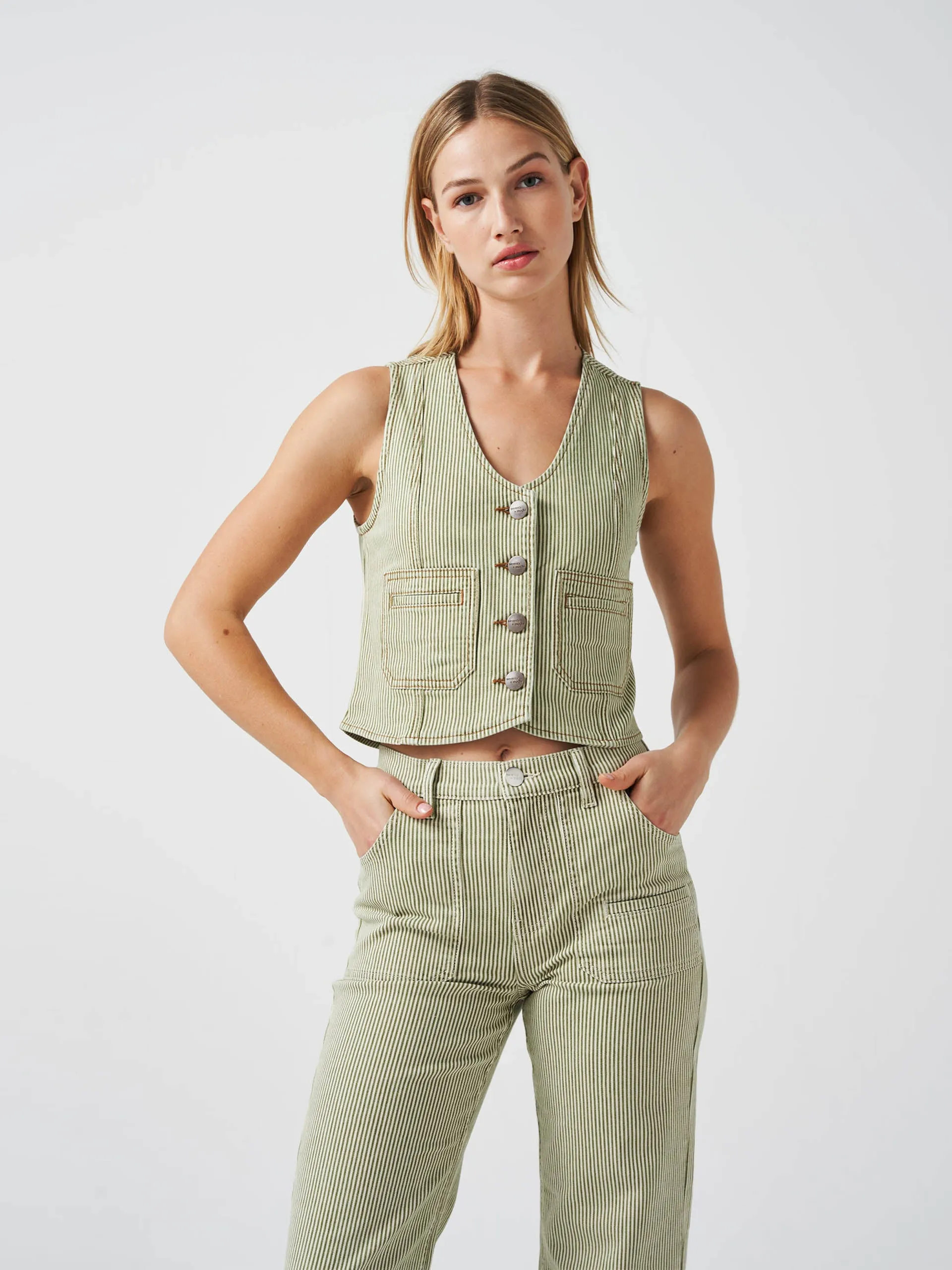 Khaki stripe Bea waistcoat