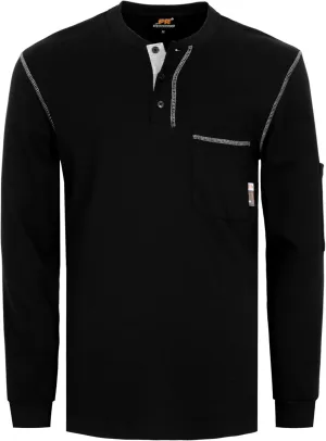 KONRECO FR Shirts for Men Long Sleeve Henley 7oz 100% Cotton FRC Clothing Welding Shirt