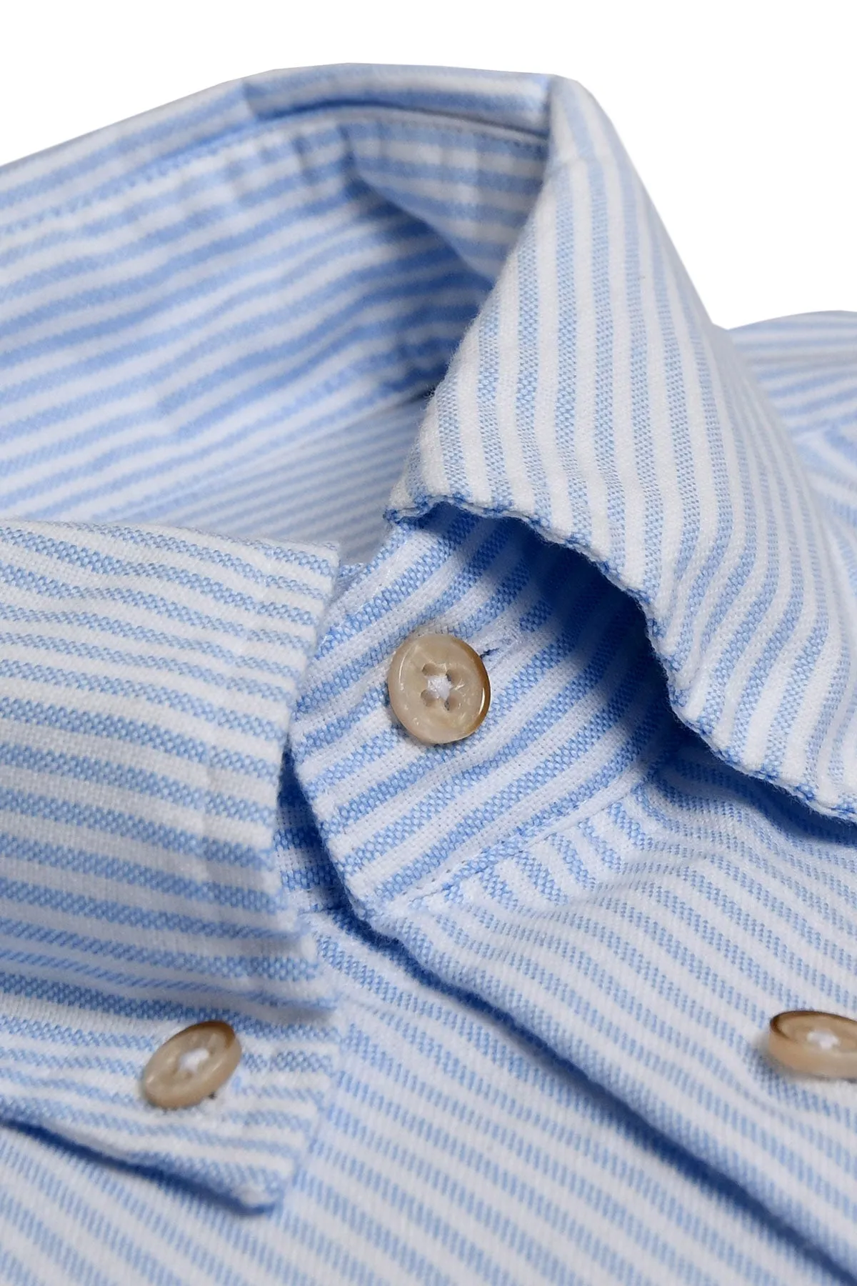 Light blue striped washed oxford regular fit shirt