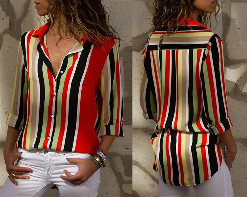 Long Sleeve Turn Down Collar Office Shirt