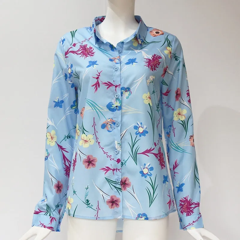 Long Sleeve Turn Down Collar Office Shirt