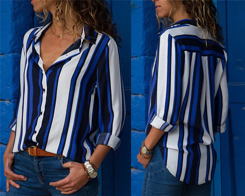 Long Sleeve Turn Down Collar Office Shirt