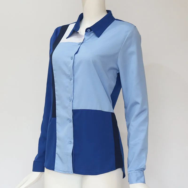 Long Sleeve Turn Down Collar Office Shirt