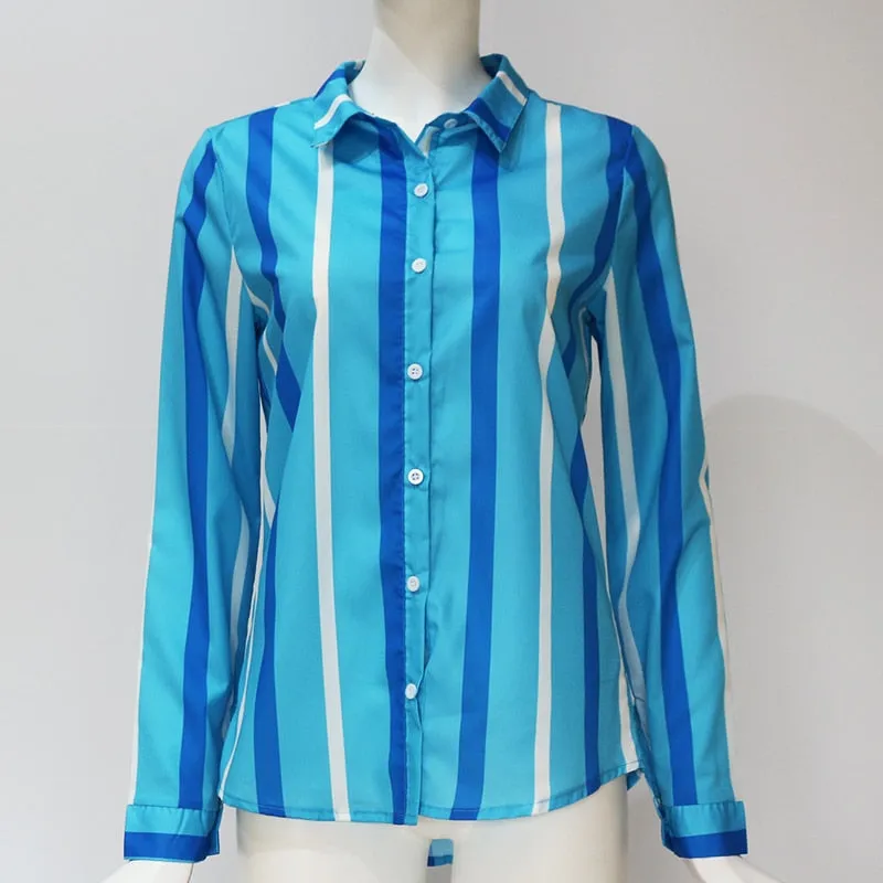 Long Sleeve Turn Down Collar Office Shirt