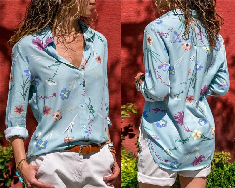 Long Sleeve Turn Down Collar Office Shirt