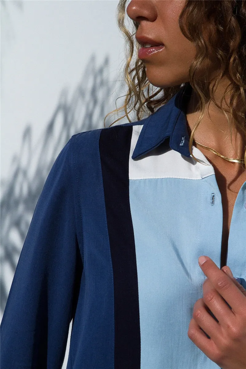 Long Sleeve Turn Down Collar Office Shirt
