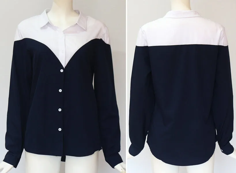 Long Sleeve Turn Down Collar Office Shirt
