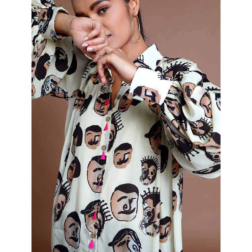 Masaba Off White Face Printed Shirt