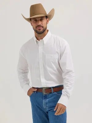 Men's Wrangler George Strait Solid White Long Sleeve Button Down Shirt