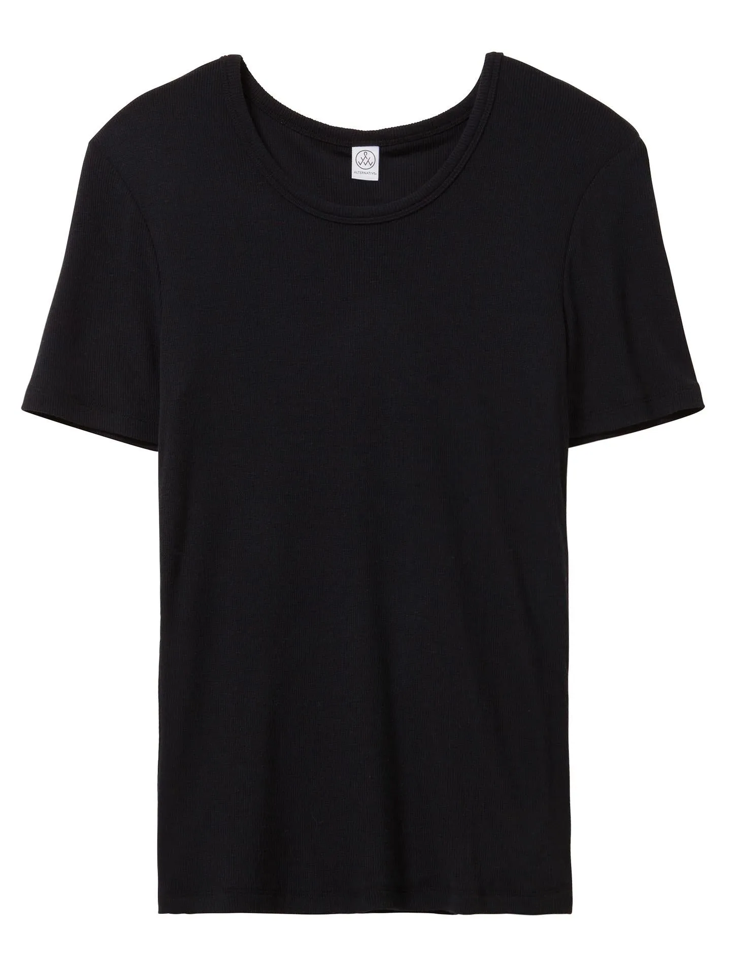 Mia Slinky Rib Crew T-Shirt (Black)