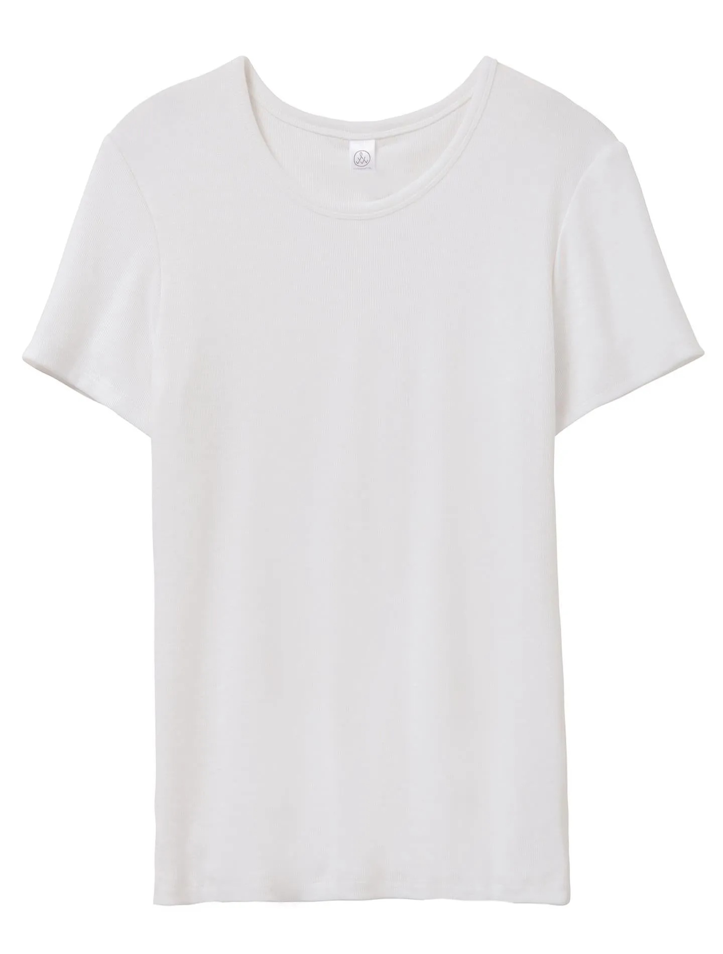 Mia Slinky Rib Crew T-Shirt (White)