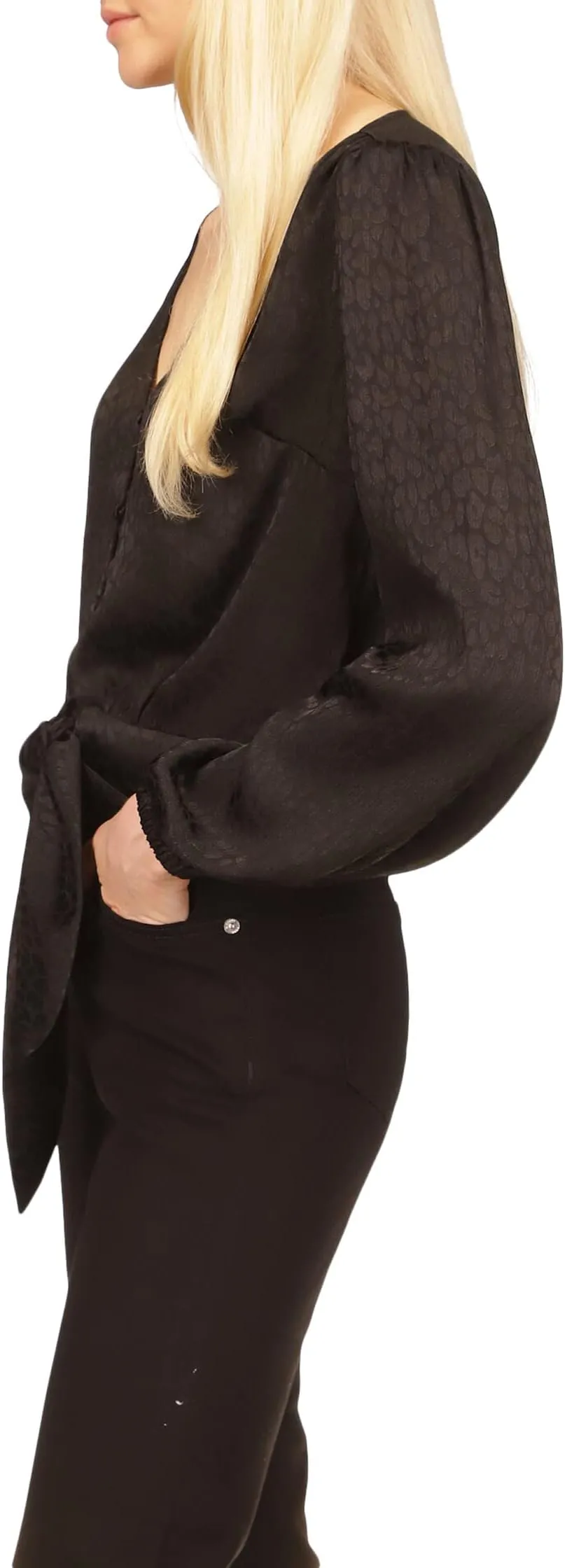 MICHAEL Michael Kors Animal Tie Jacquard Crop Top, Black