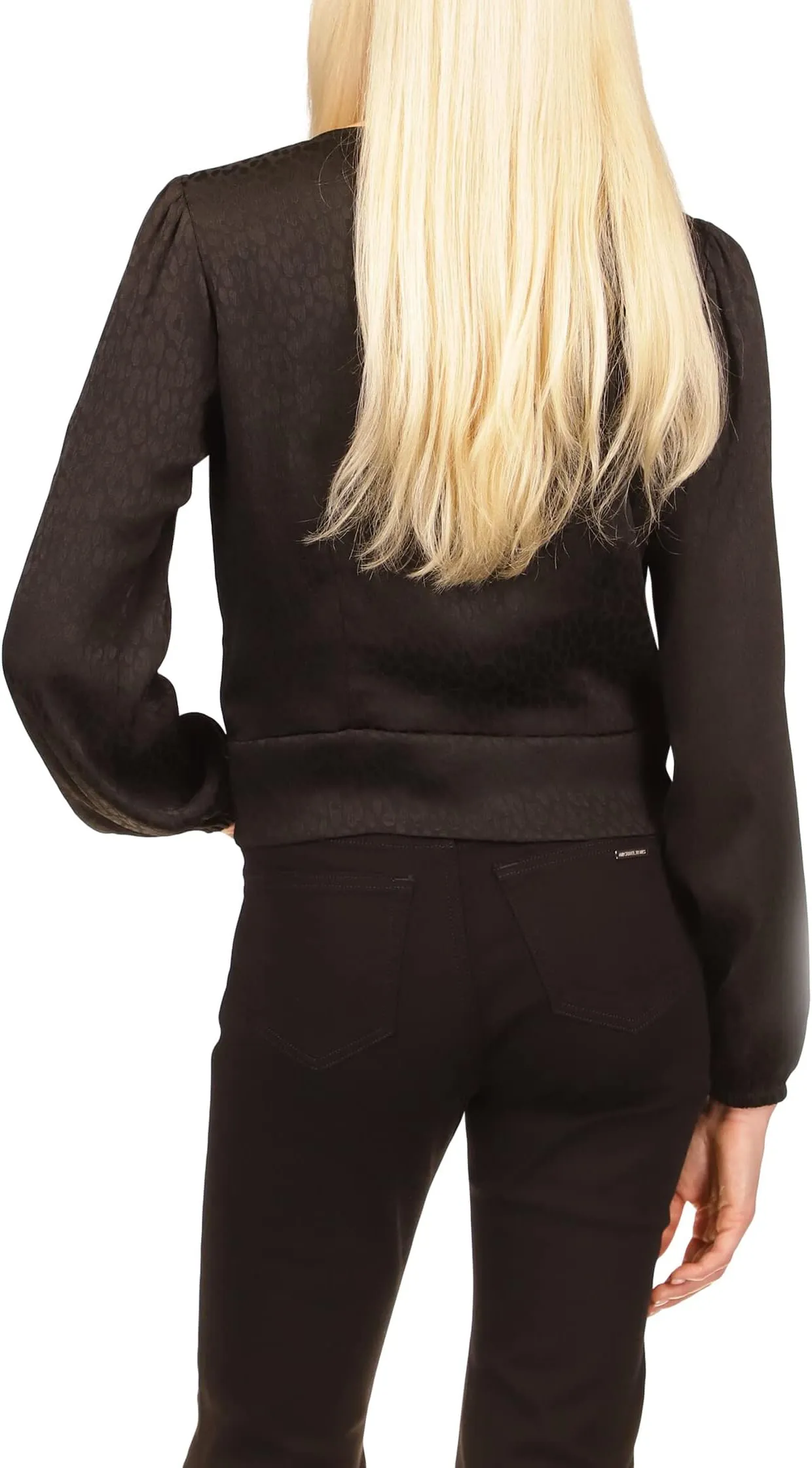 MICHAEL Michael Kors Animal Tie Jacquard Crop Top, Black