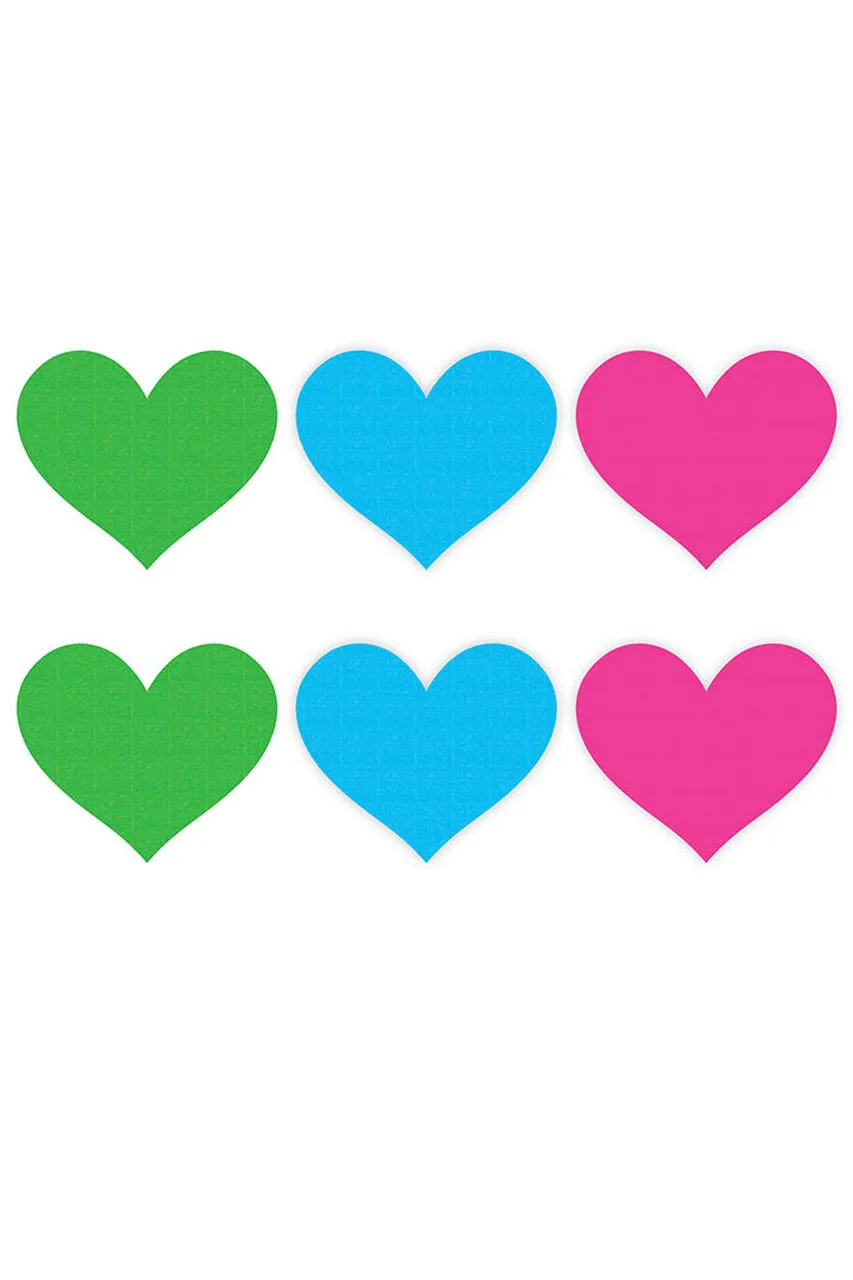 Neon Heart 3PK - Green Blue Pink Nipple Pasties
