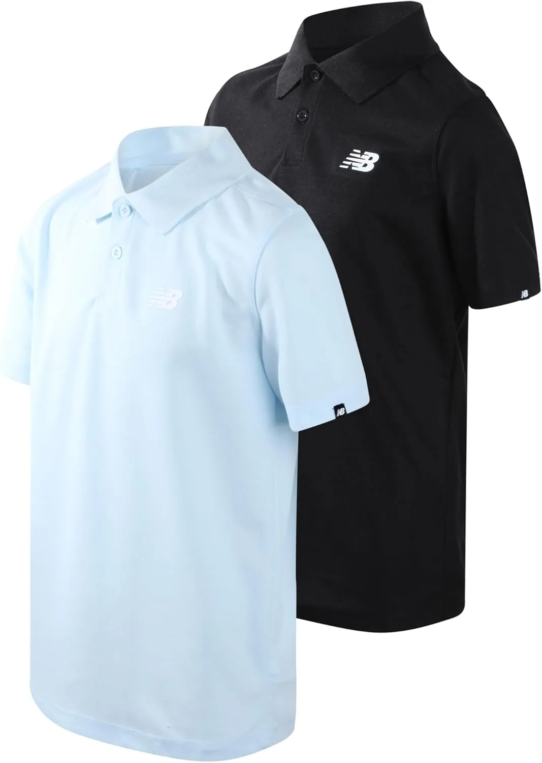 New Balance Boys Polo Shirt - 2 Pack Short Sleeve Performance Golf Shirt, Dry Fit Athletic Collared Tee (Sizes: 8-20)