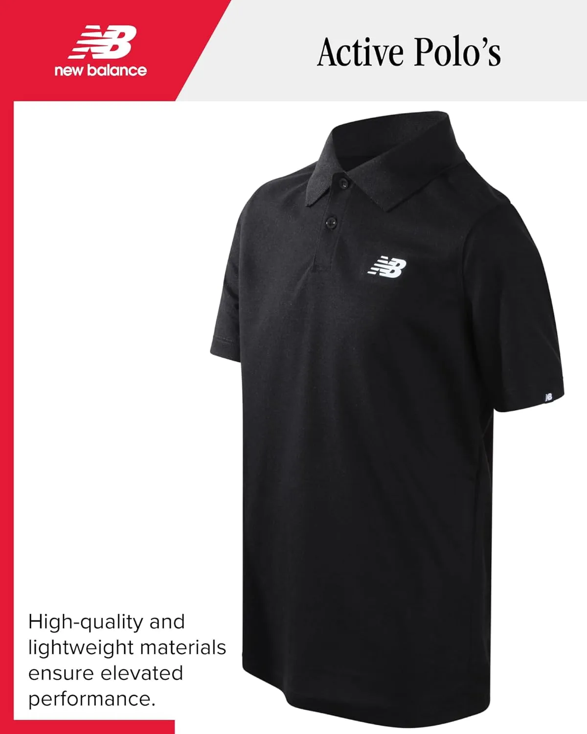 New Balance Boys Polo Shirt - 2 Pack Short Sleeve Performance Golf Shirt, Dry Fit Athletic Collared Tee (Sizes: 8-20)