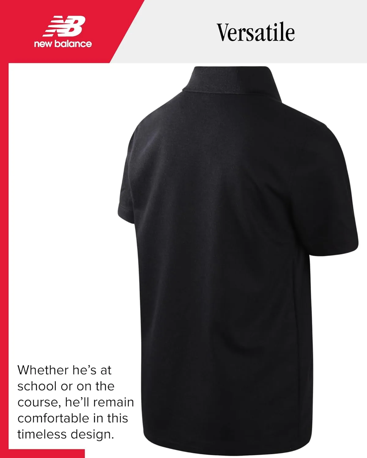 New Balance Boys Polo Shirt - 2 Pack Short Sleeve Performance Golf Shirt, Dry Fit Athletic Collared Tee (Sizes: 8-20)