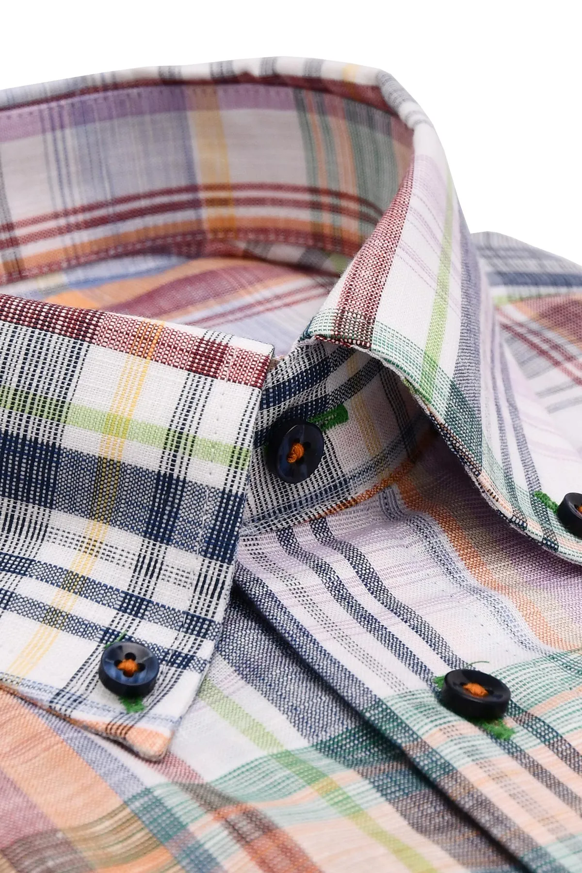 Orange checked regular fit short sleeve shirt