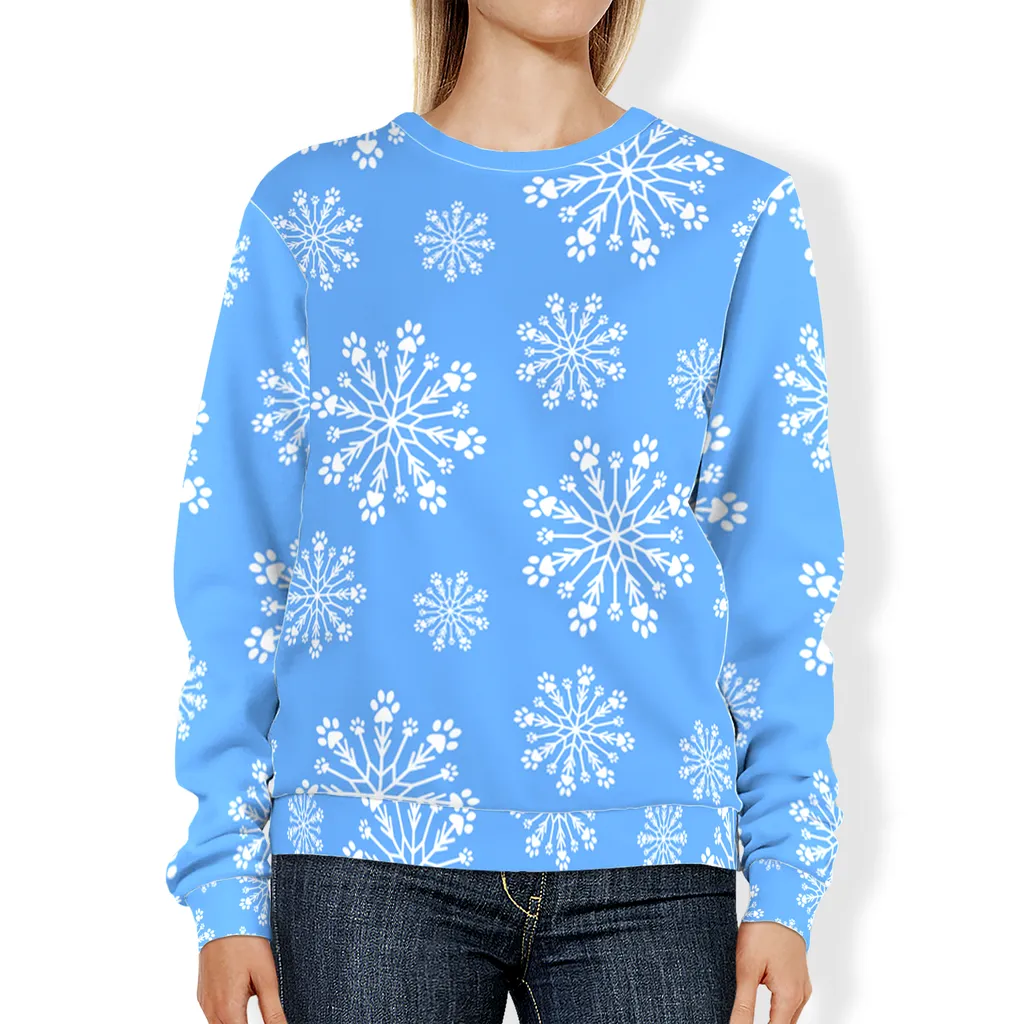 Paw Snowflake All-Over Print Sweatshirt
