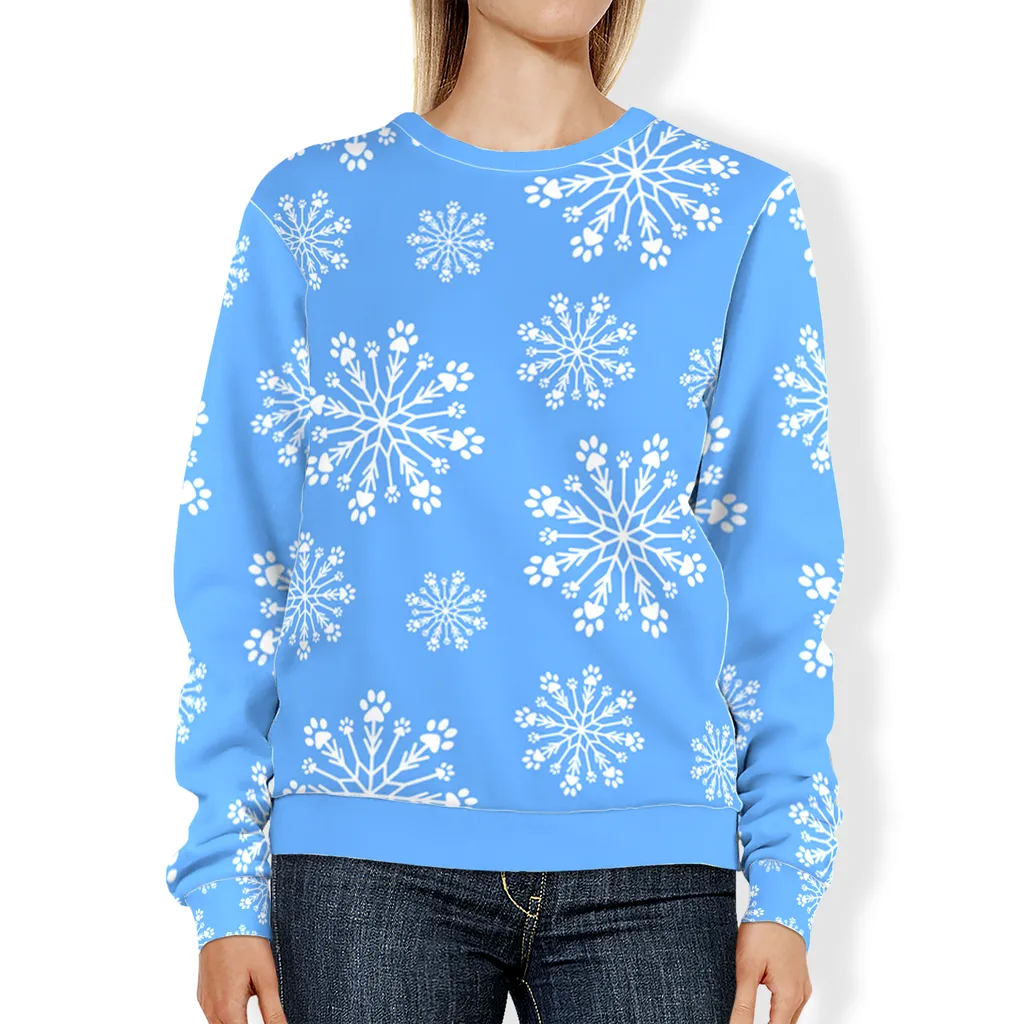 Paw Snowflake All-Over Print Sweatshirt