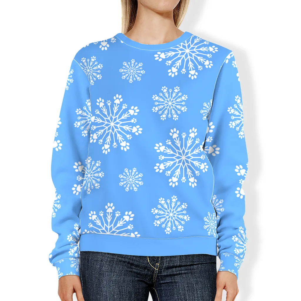 Paw Snowflake All-Over Print Sweatshirt