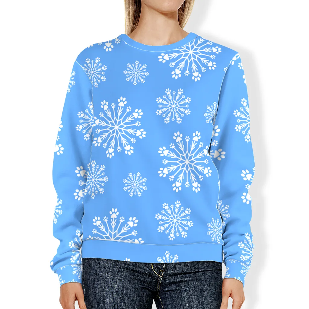 Paw Snowflake All-Over Print Sweatshirt