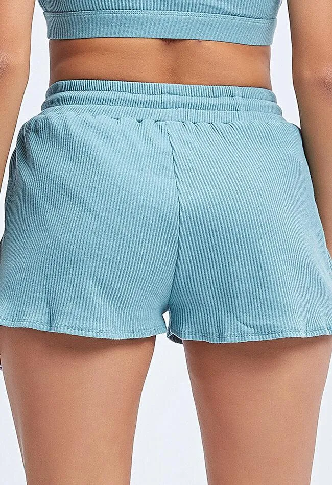 Ribbed Drawstring Loose Shorts - Sadie