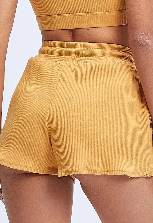 Ribbed Drawstring Loose Shorts - Sadie
