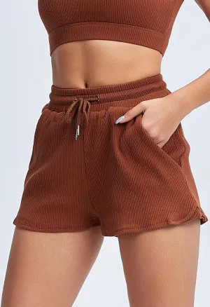 Ribbed Drawstring Loose Shorts - Sadie